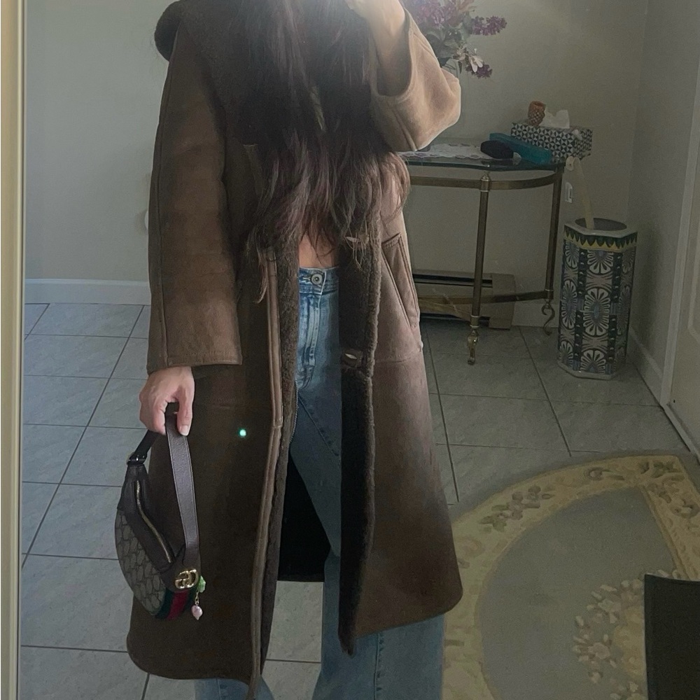 Women's Vintage Sheepskin Leather Shearling Coat